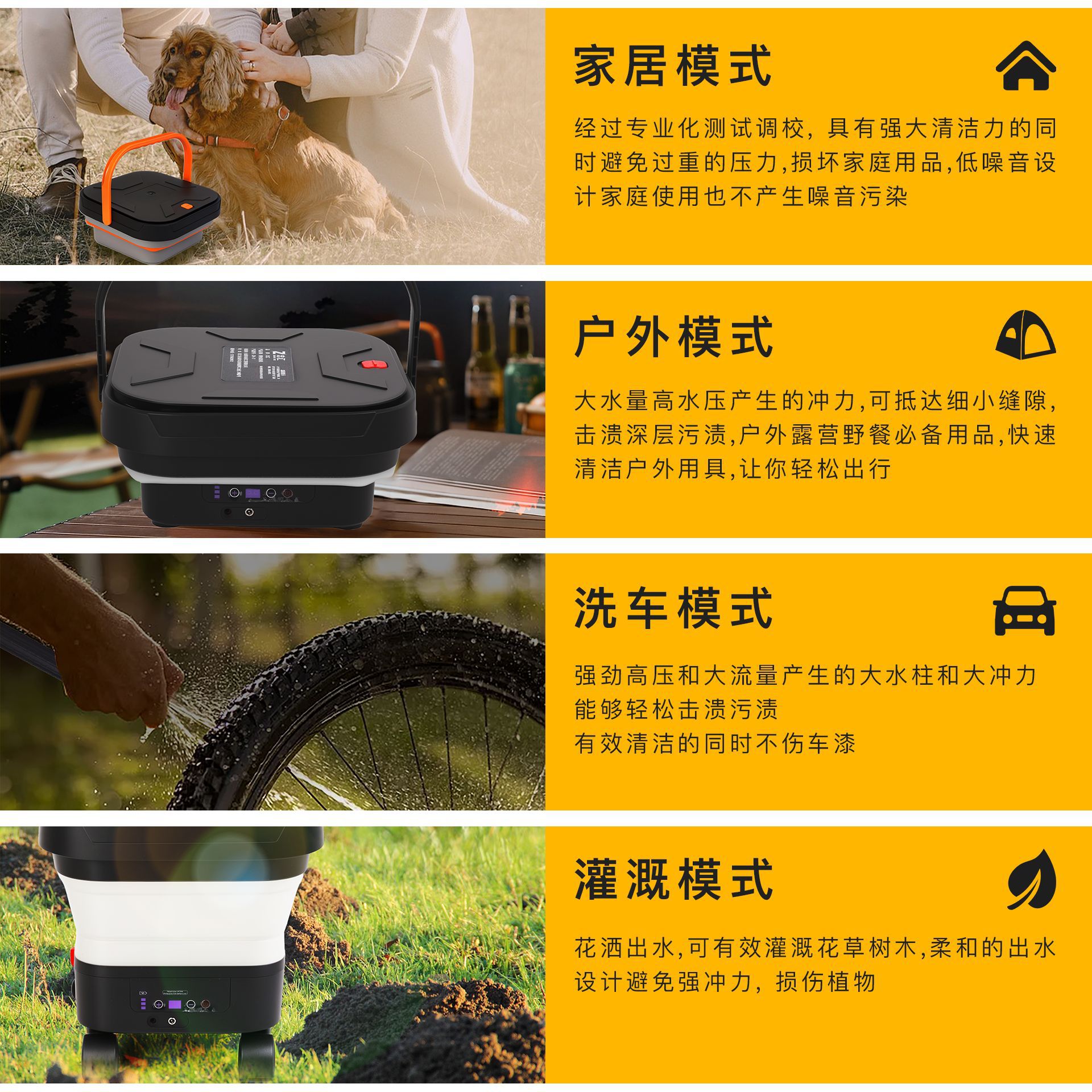 Wireless Car Washer Square Folding Water Tank Retractable Car Wash Water Gun