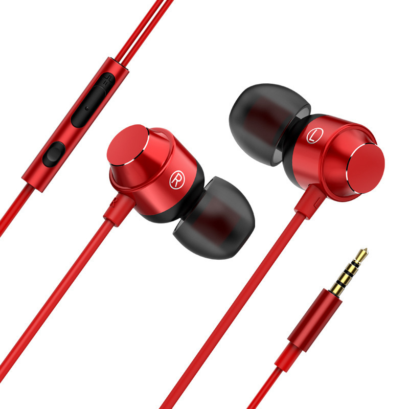 New Metal Magnetic Subwoofer Headphones In-Ear Wire-Controlled Wired Headphones with Mic Mobile Phone Computer Earplugs Wholesale