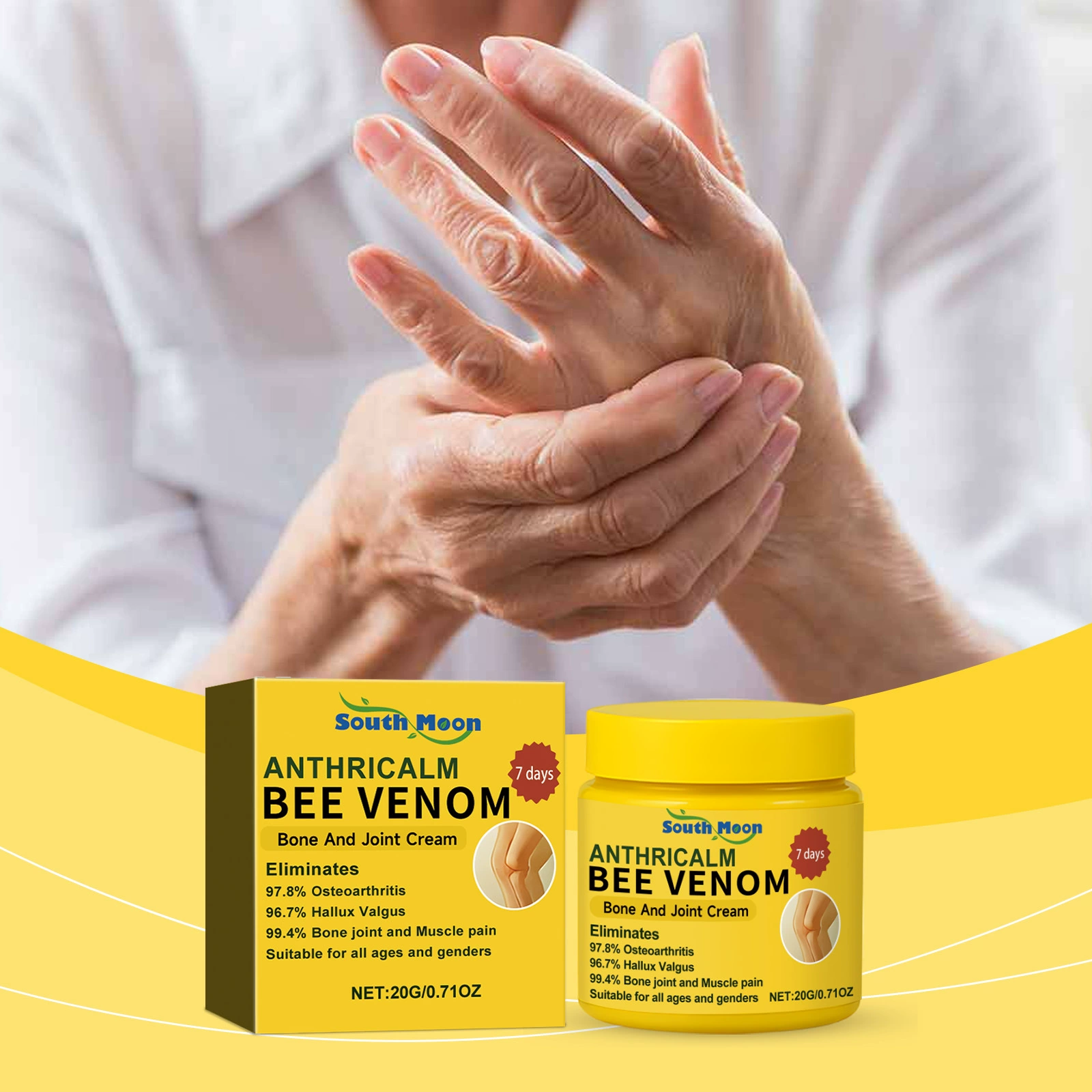 SOUTH MOON Крем для ухода за суставами с пчелиным ядом Нежная формула питает суставы и колени Крем для ежедневного ухода