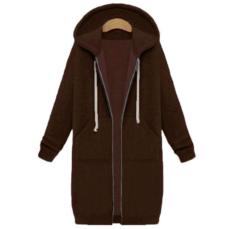 9729 Otoño e Invierno Amazon Venta caliente suéter de las mujeres Mediados de longitud de lana forrada bolsillo con capucha cremallera gabardina mujeres