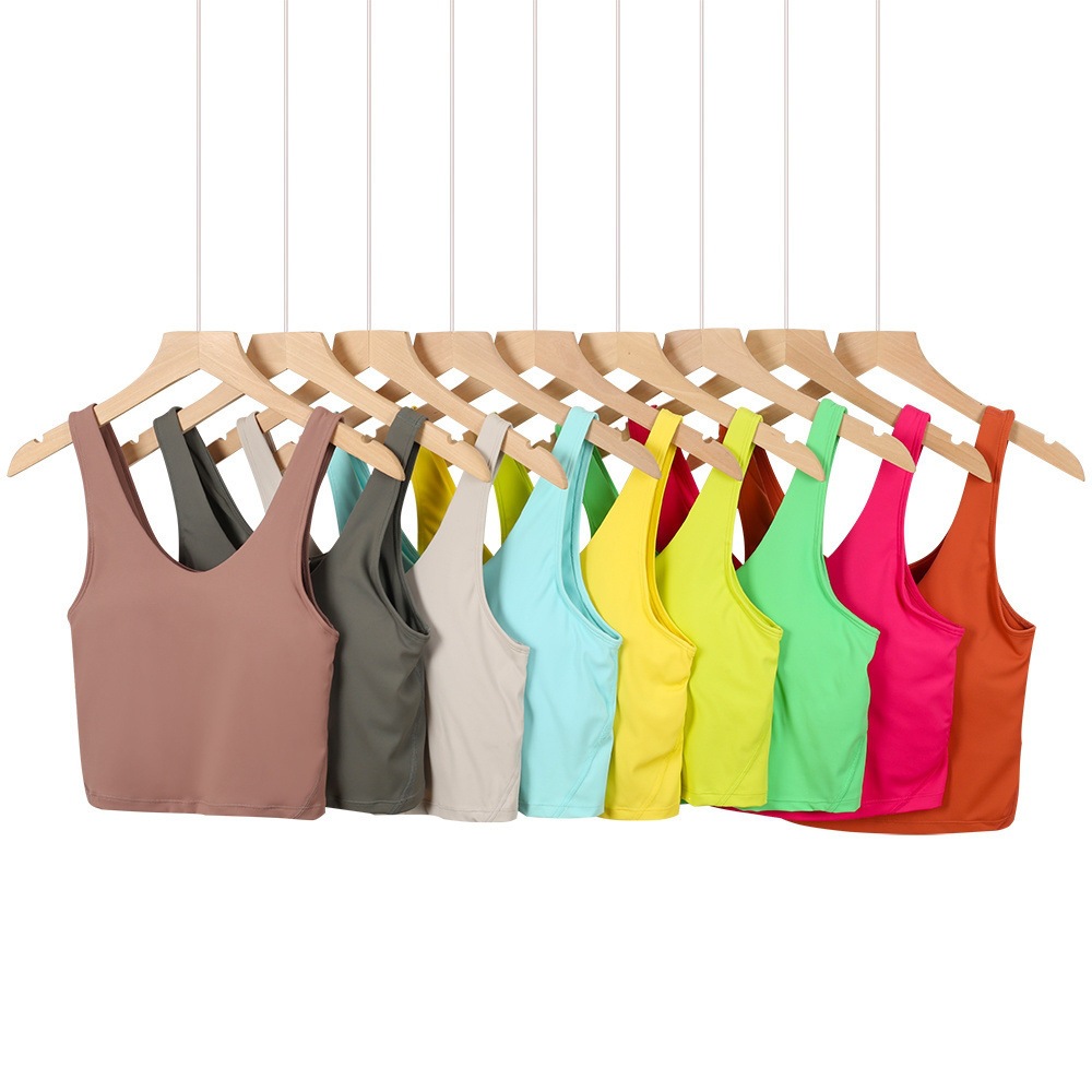 original Label Lulu (in Stock) Sports U-shaped Tank Top Women Chest Pads, Underwear With Beautiful Back Design For_desvips.com