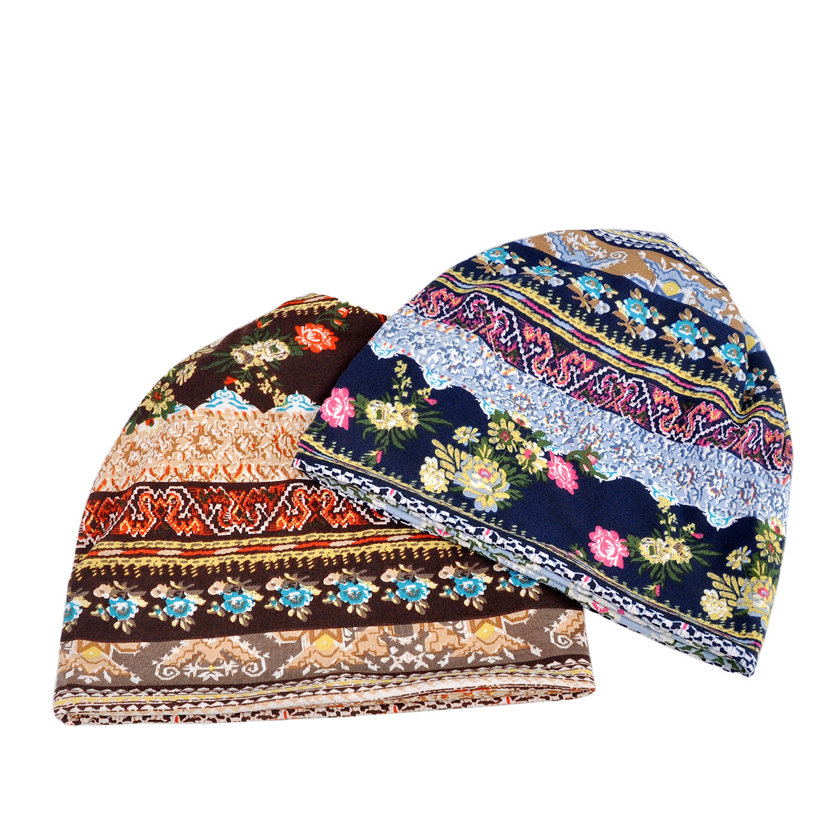 Unisex Basic Retro Flower Printing Eaveless Sleeve Cap display picture 3