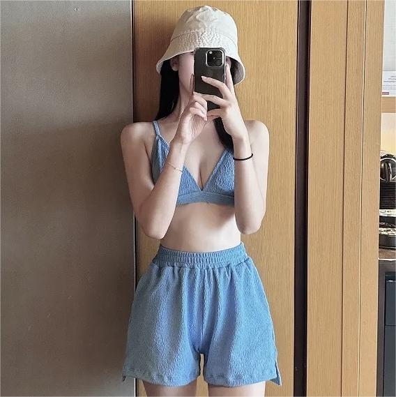 跨境专供轻奢简约保守时尚沙滩裤三件套比基尼Bikini分体游泳衣女