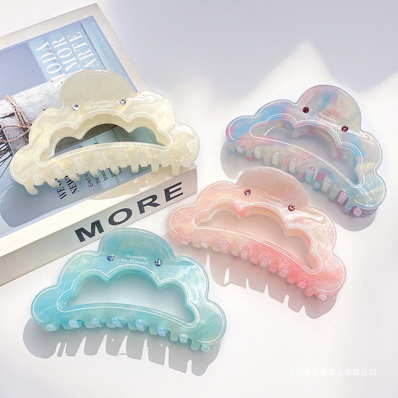Korean Cloud Gemstone Clip with High-End Glitter Letter Shark Clip Sweet Girl Back of the Head Hair Clip