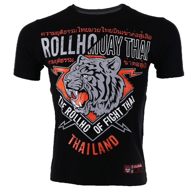ROLLHO soft monkey tiger T-shirt MMA short sleeve UFC comprehensive fighting training fitness Muay Thai fight running jujitsu