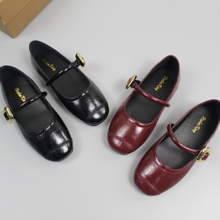 Popular girls' leather shoes Spring and Autumn New Mary Jane square head little girl soft bottom princess shoes children flat single-layer shoes women