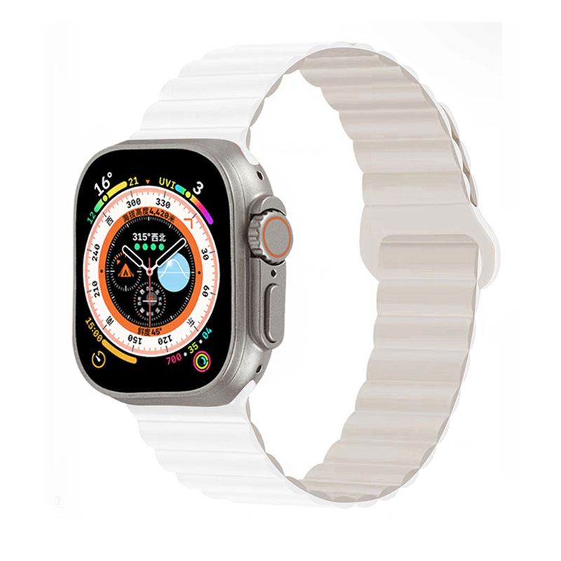 Correa de reloj de silicona bicolor adecuada para Apple iwatchs11, correa de reloj inteligente s10ultra con hebilla magnética