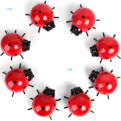 8PCS Outdoor Statue Metal Ladybug Garden WAll Art