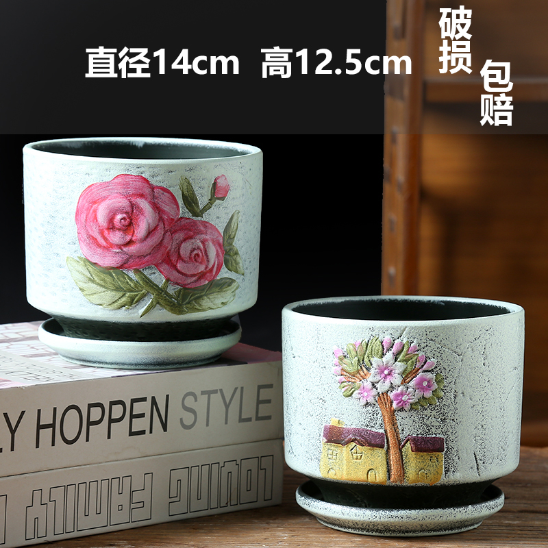 세라믹 - 트레이 조합이 포함된 초고급 손으로 그린 장미 2개 가정용