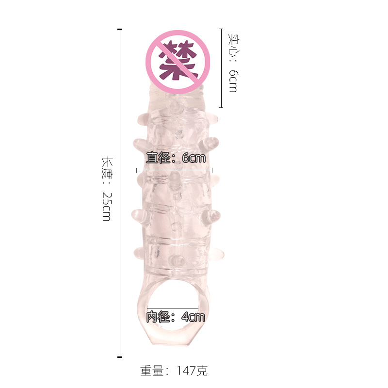 Spiked Wolf-Tooth Condom Sleeve TPE Textured G-Spot Stimulator Delay Cover — detail image 3