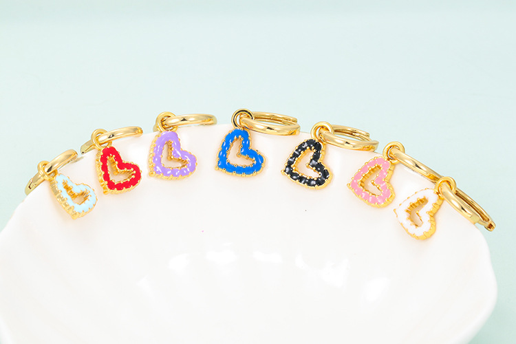 8g Weight Fashion Heart Shape Copper Drop Earrings Enamel Plating Copper Earrings