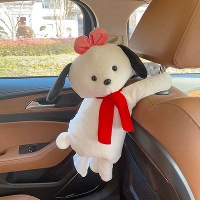 Christmas Car Tissue Box Car Tissue Box Hanging Armrest Box Doll Cute Car Interior Decoration Supplies (Car tissue box/set) - pacha-dog-tissue-box