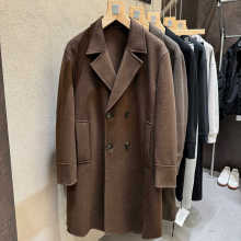 一件代发 70.4%羊毛双面呢男士秋冬时尚百搭中长款羊毛呢大衣外套