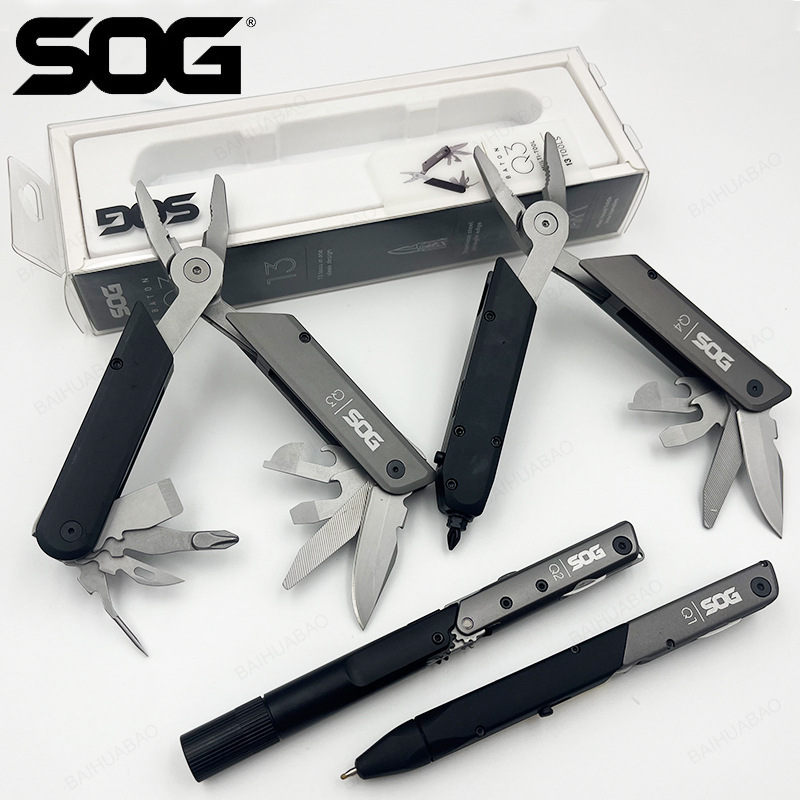 索格SOG Q系列多功能工具钳战术笔形工具折叠剪刀具求生应急装备
