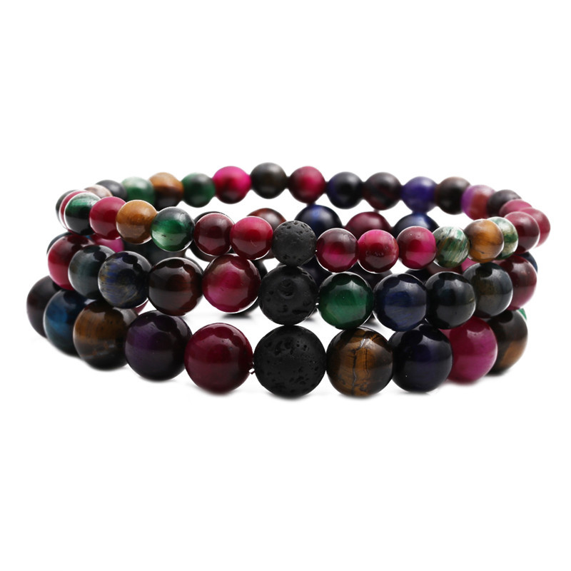 Fashion mixed color volcanic stone bracelet