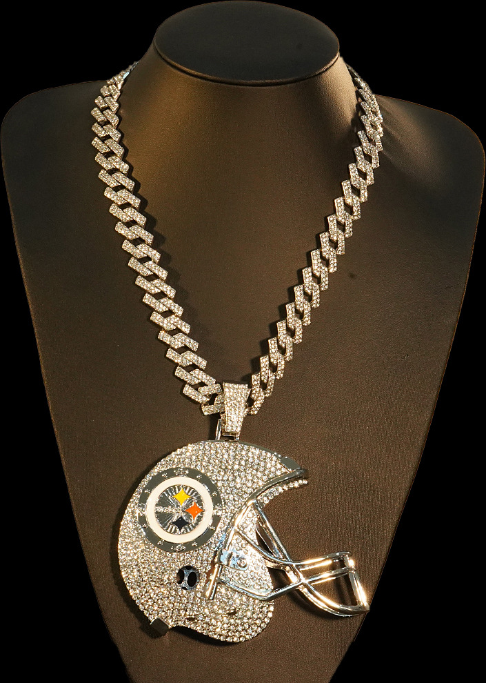 Colgante de plata con cadena cubana de 24 pulgadas