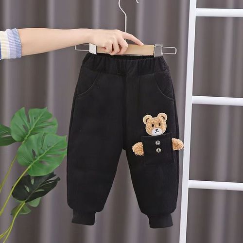 Children's winter wear outerwear for small children and infants, fashionable baby cotton pants for boys, three-layer padded and thick pants