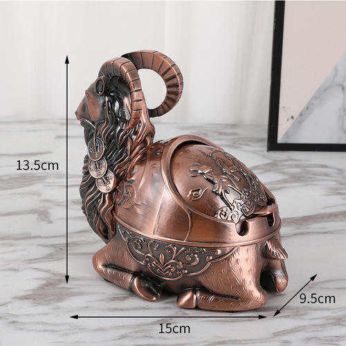 Cute goat animal retro metal ashtray creative personality coffee table car stylish ashtray inside the car