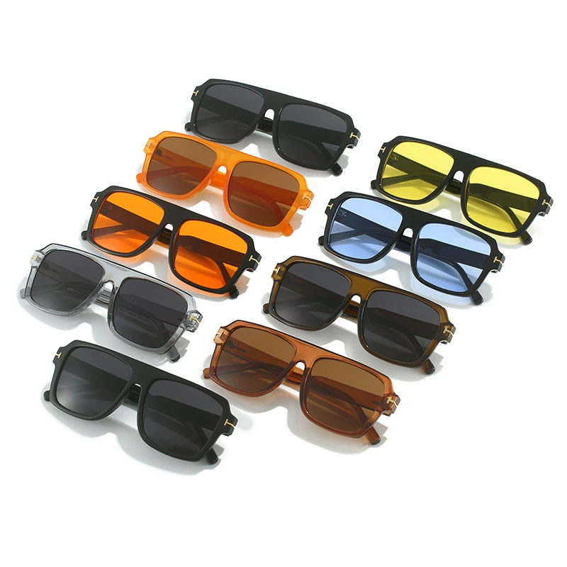 Pilot Sunglasses Men, Large Square Frame, T-shaped Temple, UV Protection