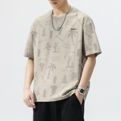 英皇ポール半袖tシャツ男性夏の薄いタイプのカジュアルでゆったりした半袖ファッションブランドのハンサムな丸首の上着