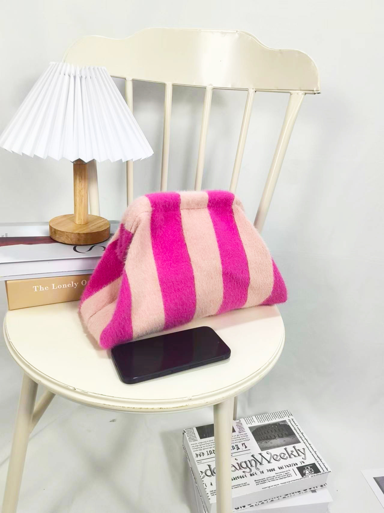 035-3 체인이 달린 플러시 로즈 레드