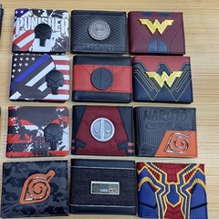 Punisher Spider-Man Metal Patch Embossed Deadpool Naruto Wallet Short Logo Men's and Women's Money Bag Coin Purse