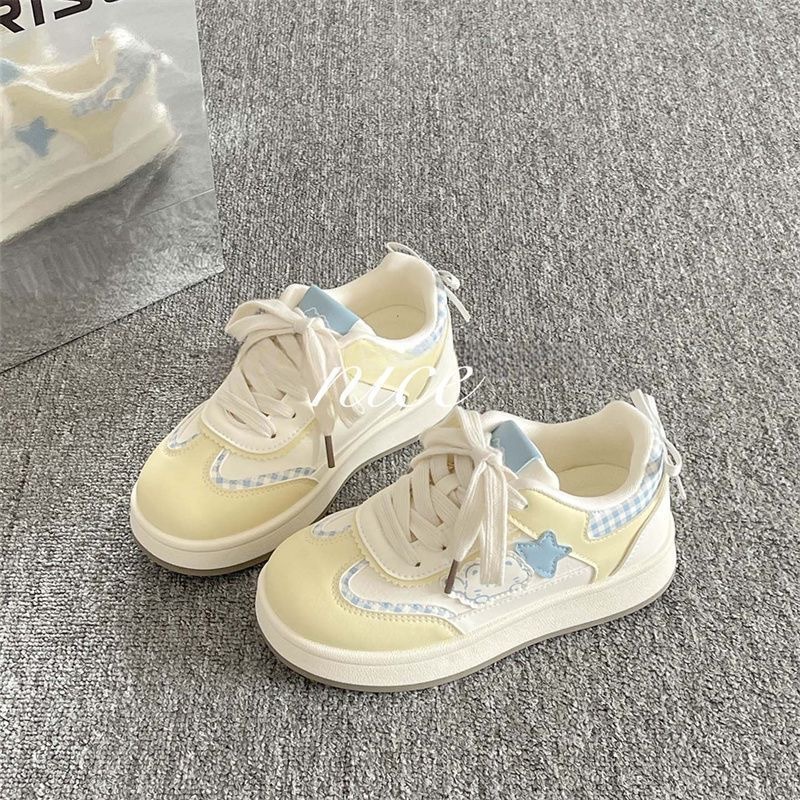 2025救济新款厚底百搭板鞋小熊德训鞋子女休闲运动鞋配裙子小白鞋|undefined