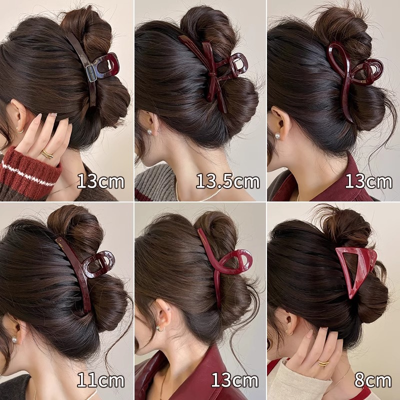 Anchor broche de agarre rojo broche de cabello de mujer temperamento de alta calidad broche de tiburón de tamaño grande después del otoño y el invierno broche de cabello de cabeza