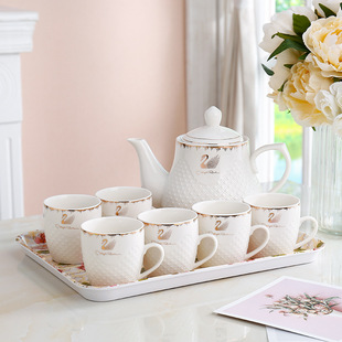 European Tea Set Set Teapot Teacup Household Ceramic Water Set Living Room Large Capacity Hot and Cold Water Kettle Cup