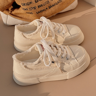Milk Canvas Shoes for Women 2025 Summer New Thick-Soled White Shoes Niche Original Casual Shoes Student Sneakers for Women