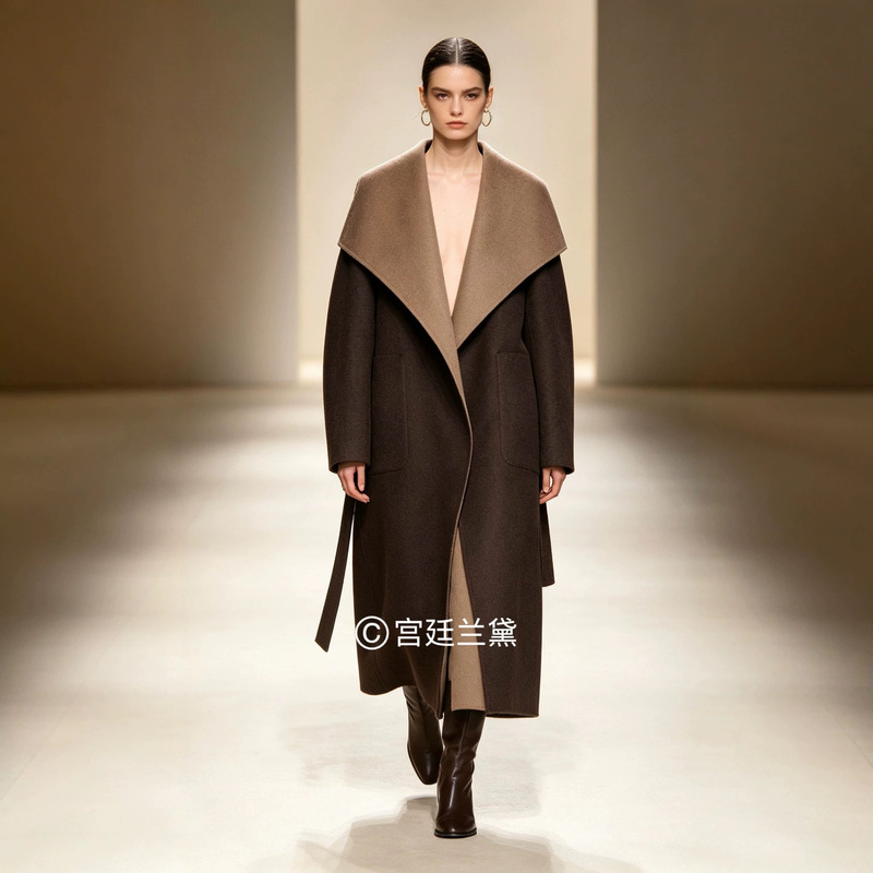 [Ready Stock] Autumn and Winter 100% Yak Cashmere Camel Velvet Ab Double Wear Large Lapel Long Women's Cashmere Coat