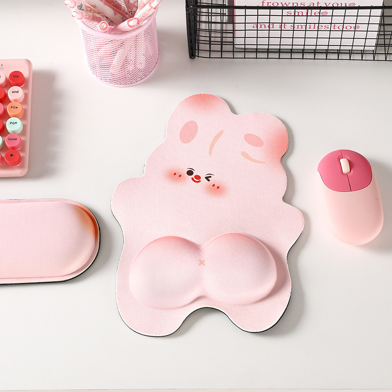 Cute y feliz pescar protector de muñeca almohadilla de ratón protector de muñeca teclado de mano almohadilla de teclado de oficina almohadilla de ratón para niñas