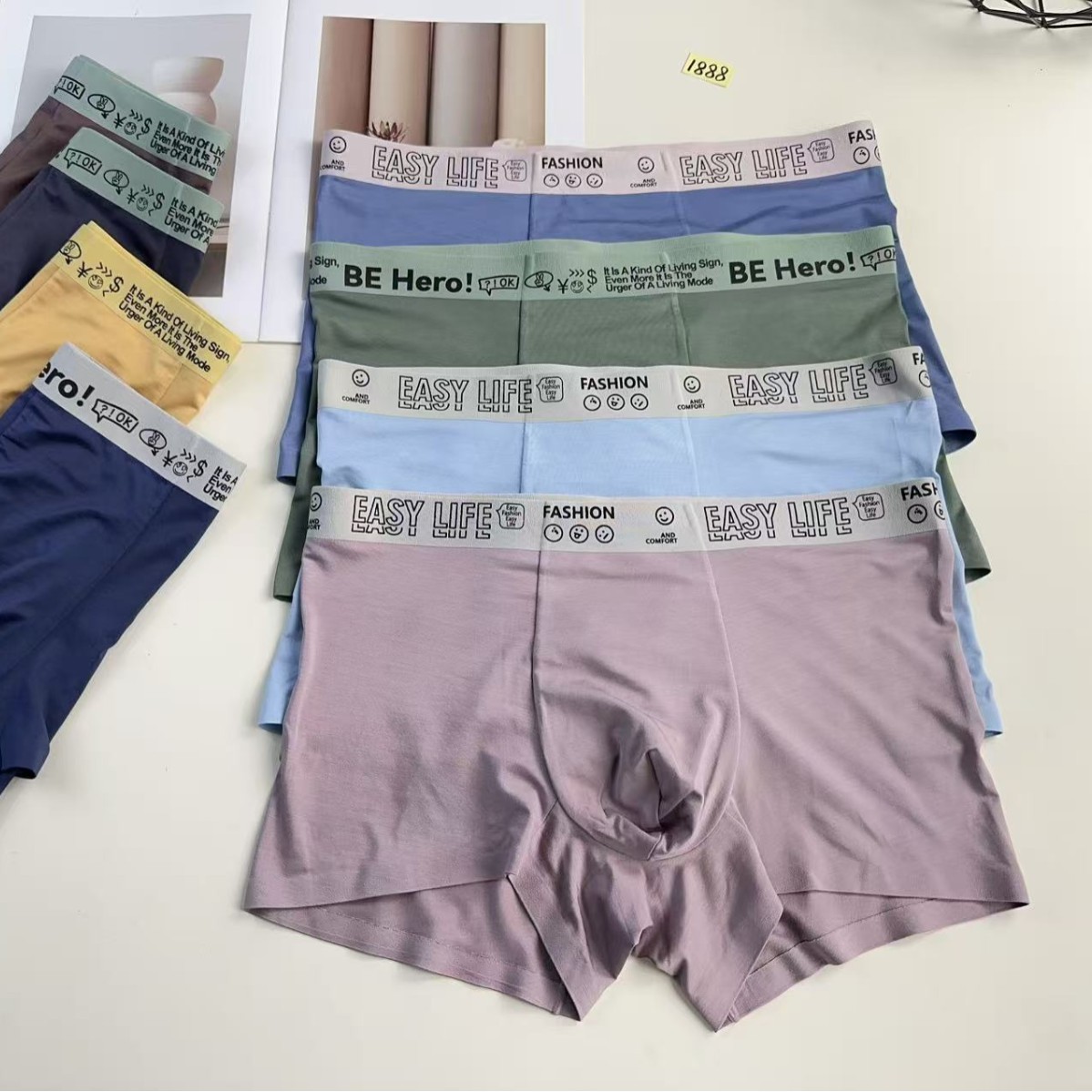 1888 # Free Shipping for 60 Pieces of Modal Comfortable and Stylish Letter-Print Men's Boxer Briefs