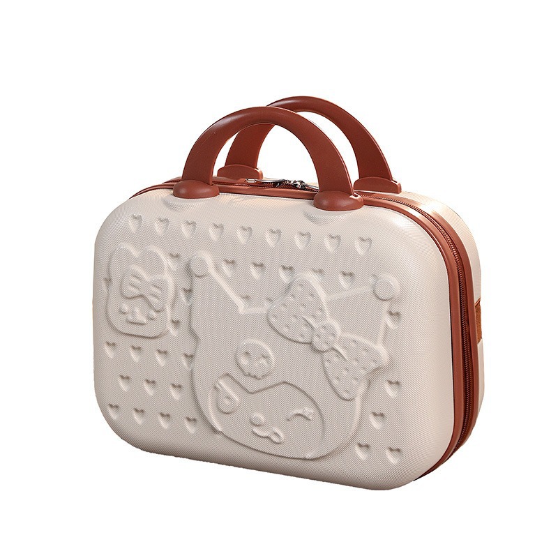 Mini estuche de cosméticos de 14 pulgadas, estuche de almacenamiento pequeño, estuche de mano rojo, estuche de equipaje