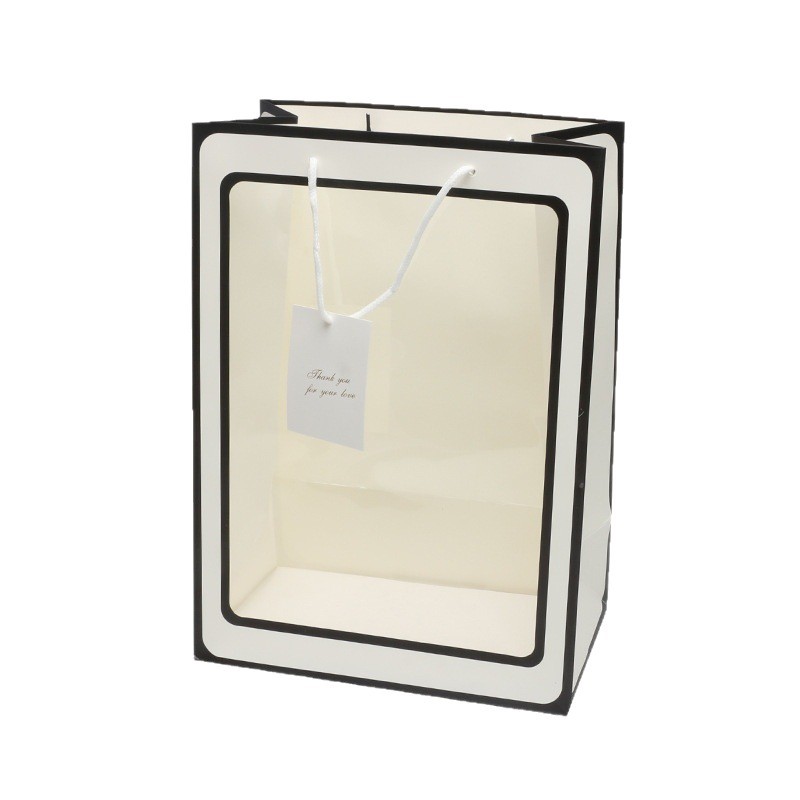 Bolsa de regalo de ventana de celebridad en línea bolsa de embalaje de flor floral caja portátil transparente caja de ventana de regalo rectangular