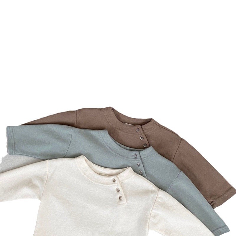 Camiseta de manga larga para bebé en algodón con botones_voghion.com