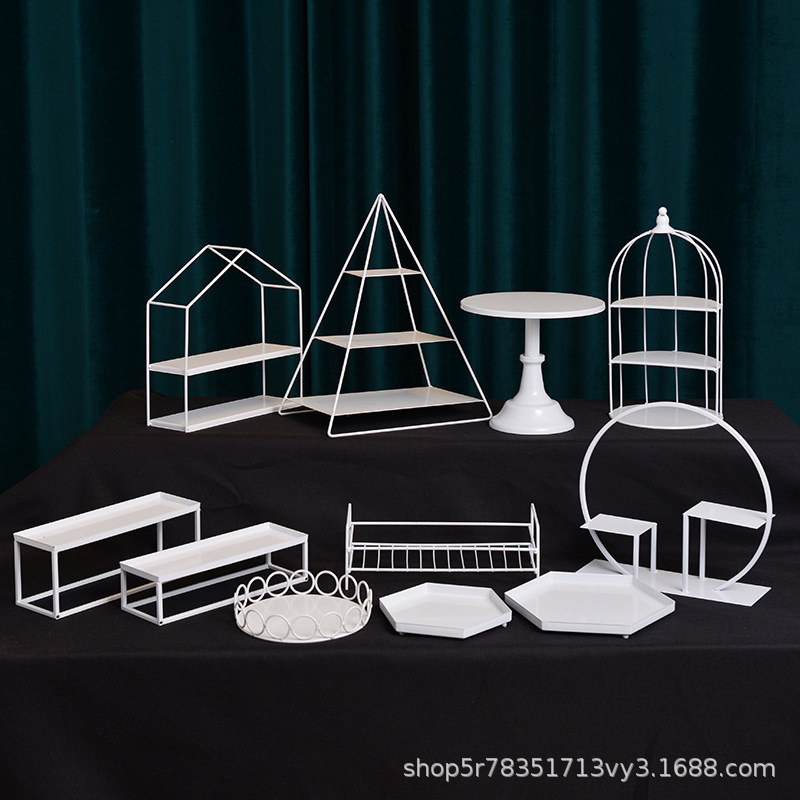Hotel buffet estante de exhibición set de bandeja para café de la tarde estante de pastel estante de postre decoración de mesa de boda image 21