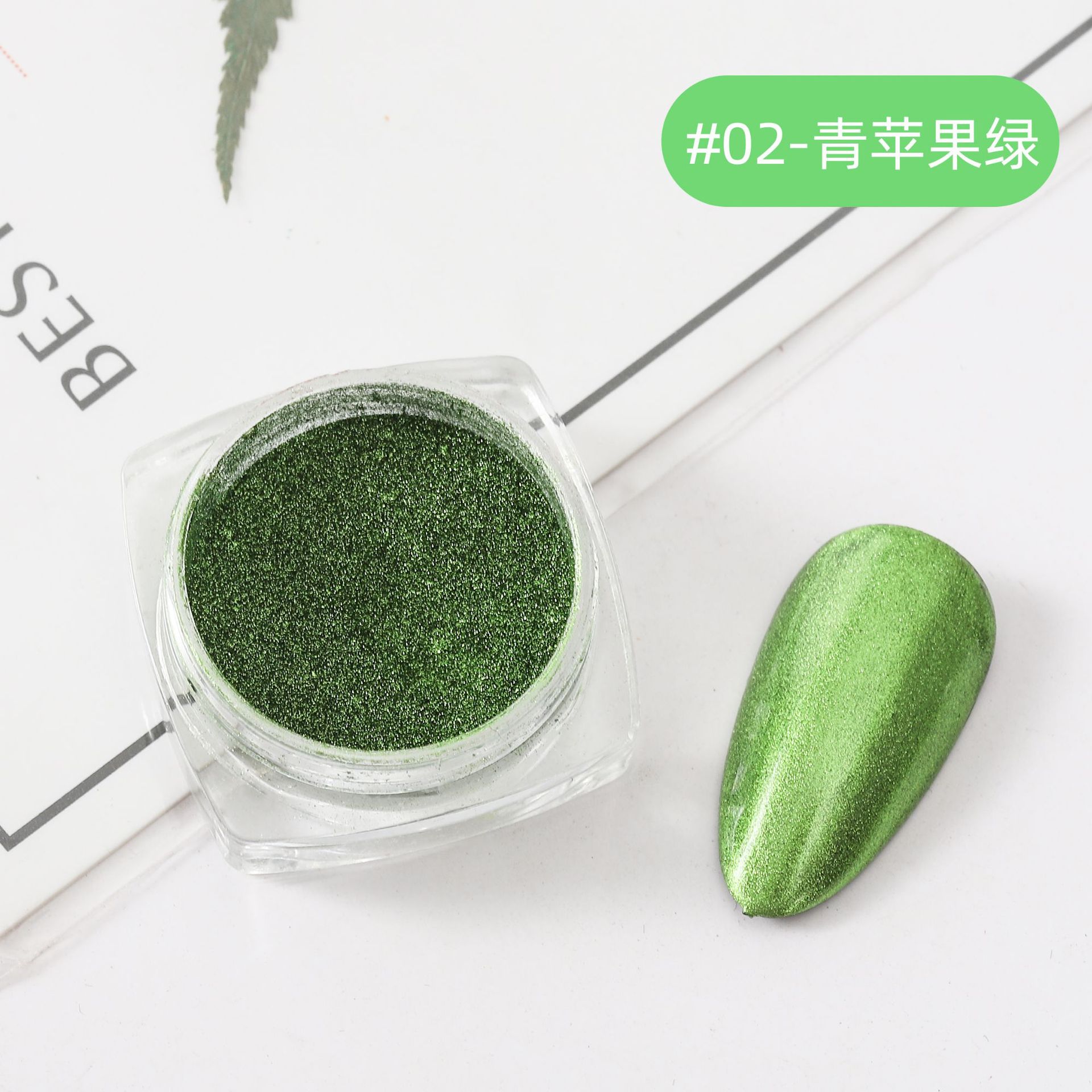 Popular en línea popular verde espejo mágico Rosa verde manzana verde espejo harina verano fresco uñas brillo al por mayor