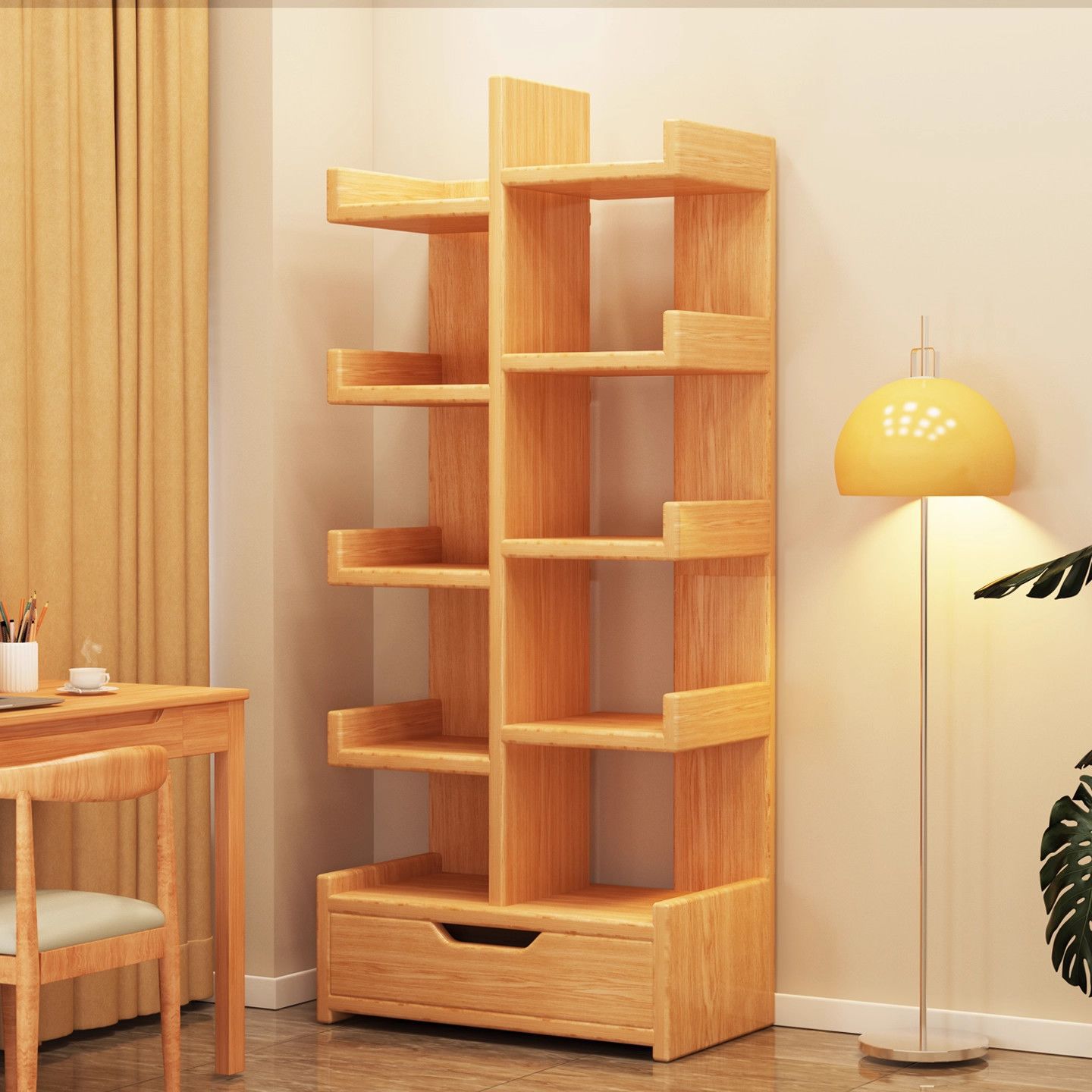 Simple Bookshelf Against the Wall, Multi-Layer Storage Rack, Trendy Small Bookcase, Home Storage Rack, Living Room Cabinet