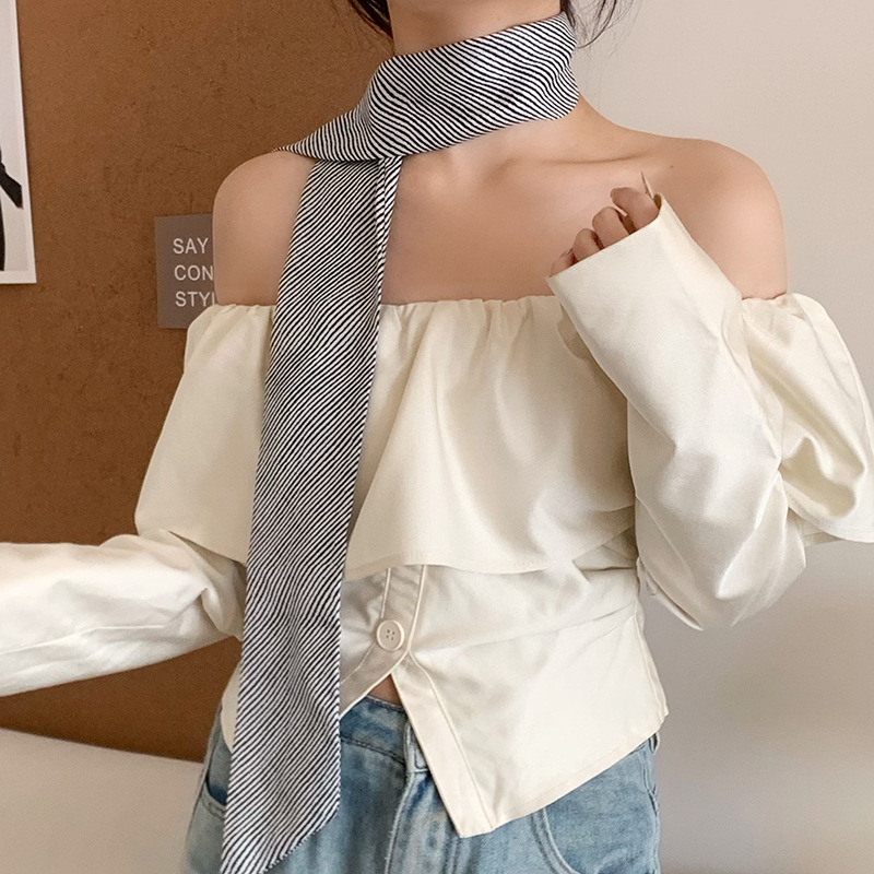 Buñuelo de seda largo alto sentido europeo y americano nuevo nudo transfronterizo correa de cabello tocado buñuelo de seda protector de cuello buñuelo cinturón decorativo