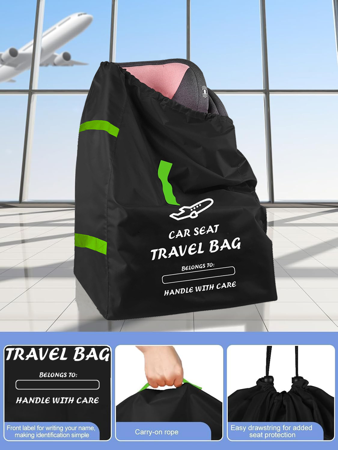 Kindersitz-Reisetasche Flugzeugtasche Kinderwagentasche Aufbewahrungstasche Korb Staubbeutel