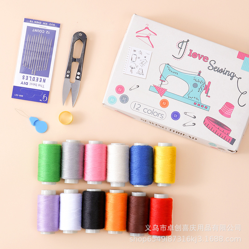 Caja de aguja, aguja doméstica, línea de costura, línea de costura manual, rollo de 402 hilo de máquina de coser, paquete multicolor, hilo de costura de alta calidad