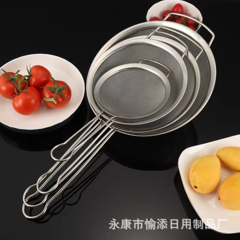 Cocina doméstica de acero inoxidable ultrafina pantalla de filtro de cuchara de frijol malla densa oreja ancha gran pantalla de frijol comercial