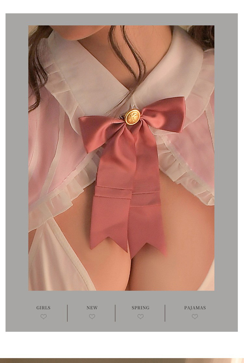 Bunny Girl Roleplay Lingerie Set, See-Through Mesh, 5-Piece Pink Uniform — detail image 18