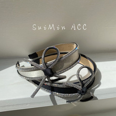 韓版簡約女蝴蝶結寬邊發箍港風水鑽頭箍小香風氣質發捆發窟頭飾