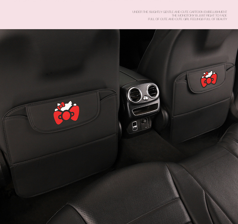 Casual Ladies Cute Cartoon Car Seat Back Anti-Kick Pad Car Rear Seat Back Anti-Fouling Pad with Storage