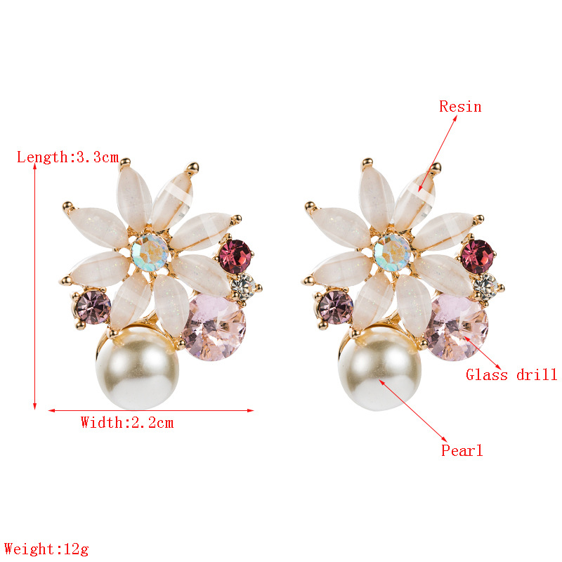 Boucles D&#39;oreilles En Cristal De Pétale De Perles De Mode display picture 1