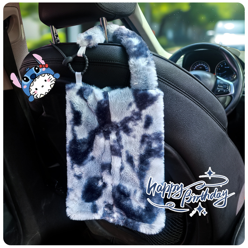 Nueva caja de toallas de automóvil de peluche colgante creativa para el automóvil caja de extracción de papel de alta calidad diosa bolsa colgante de toallas de automóvil