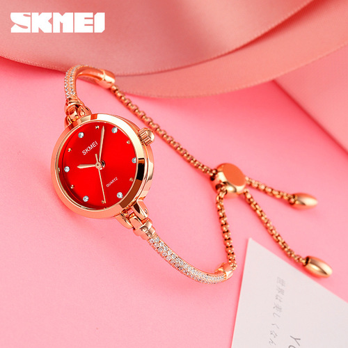 SKMEI Women's Watch Steel Band Women's Watch Small Dial Slim Bracelet Watch Trendy Fashion Quartz Watch
