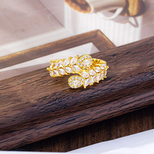 越南沙金指环轻奢风镶锆麦穗活口戒指女跨境气质久不掉色饰品厂家